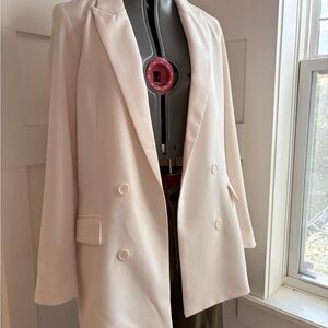 Zara Cream Double-Breasted Blazer Size Small